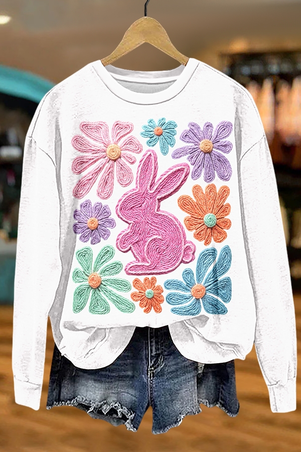 Easter Colorful Floral Bunny Sweatshirt