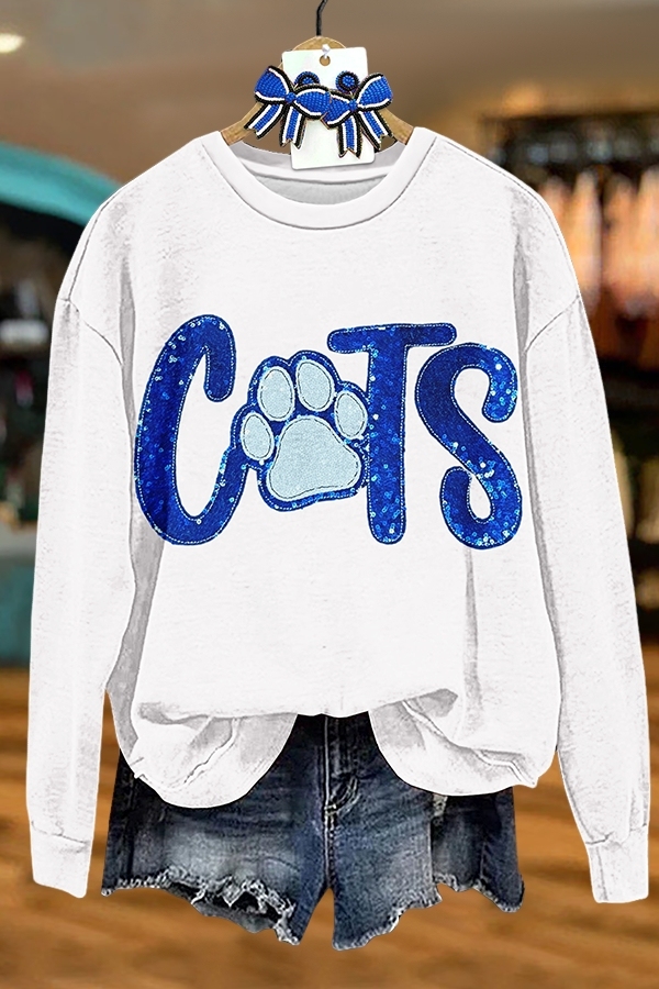 Women's sweatshirt | Game Day Sparkling Cat Sweatshirt |mywesternoutfit