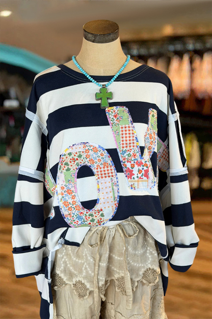 Valentine's Day Love Striped Sweatshirt