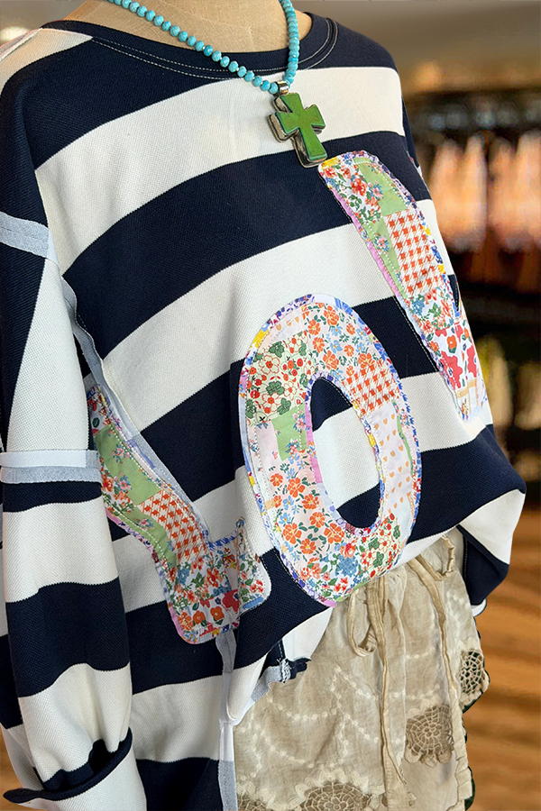 Valentine's Day Love Striped Sweatshirt