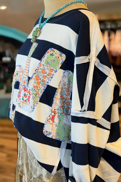 Valentine's Day Love Striped Sweatshirt