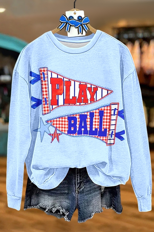 Women's sweatshirt | Baseball Play Ball Flag Sweatshirt |mywesternoutfit