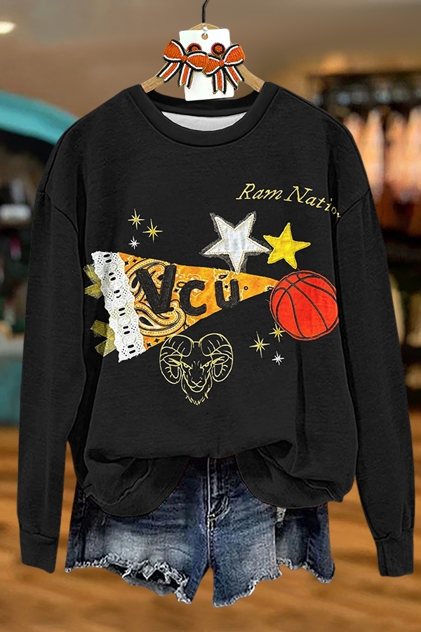 Women's sweatshirt | Basketball Rams Flag Sweatshirt |mywesternoutfit