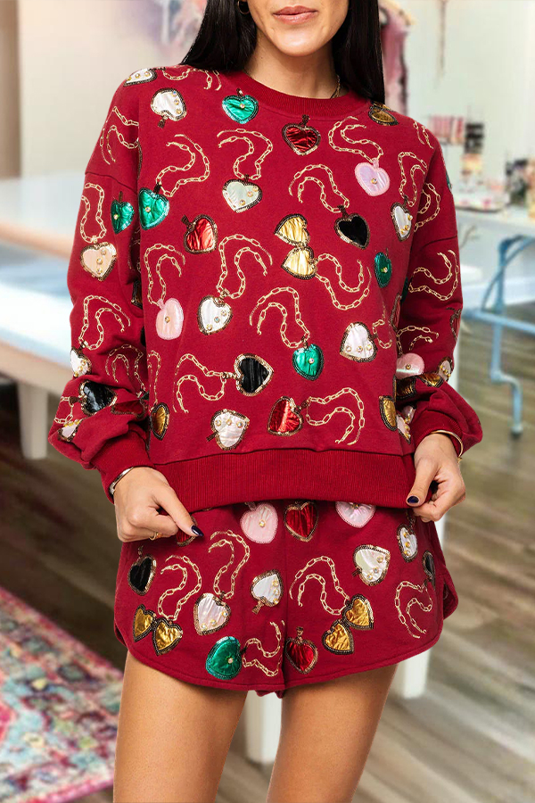 Valentine's Day Multi Heart Lockets Sweatshirt