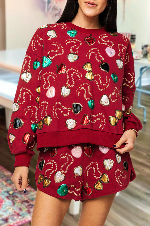 Valentine's Day Multi Heart Lockets Sweatshirt