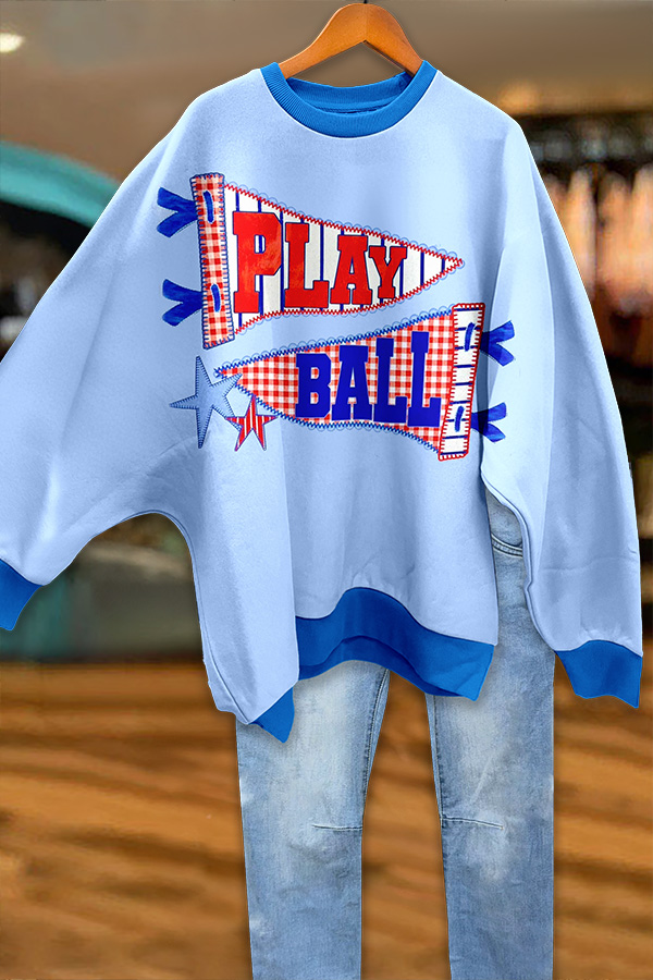 Baseball Play Ball Batwing Sleeve Sweatshirt