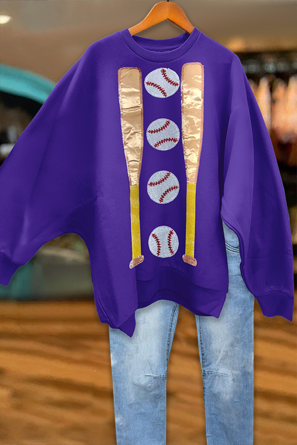 Baseball Purple And Gold Sweatshirt
