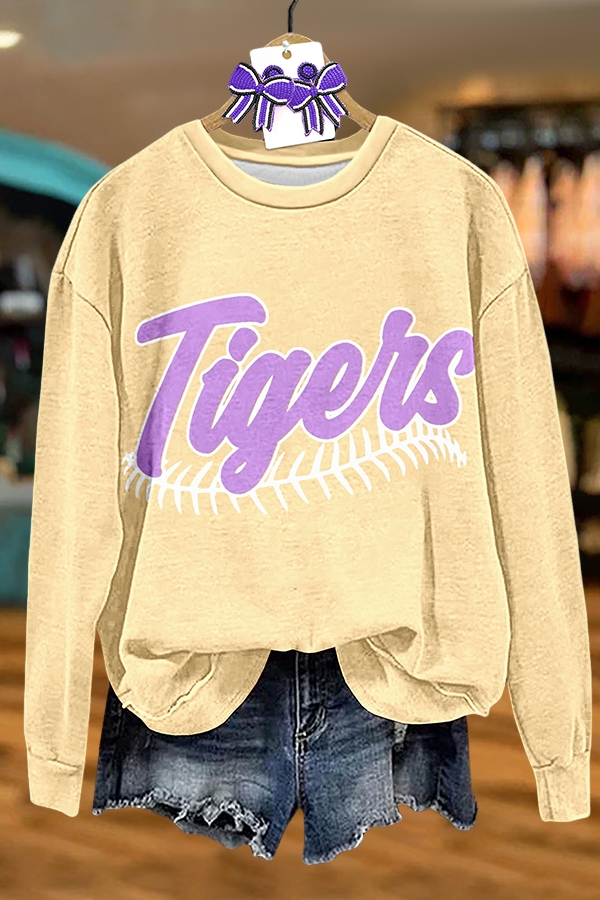 Baseball Purple And Gold Tiger Sweatshirt