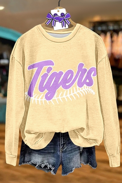 Baseball Purple And Gold Tiger Sweatshirt