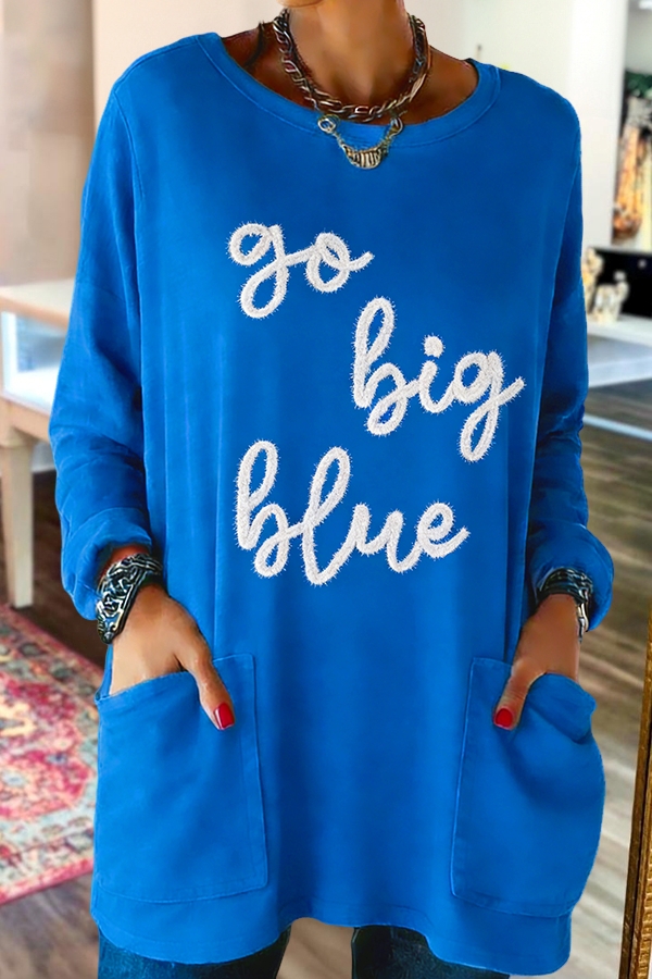 Game Day Blue Cotton Pocket T-Shirt