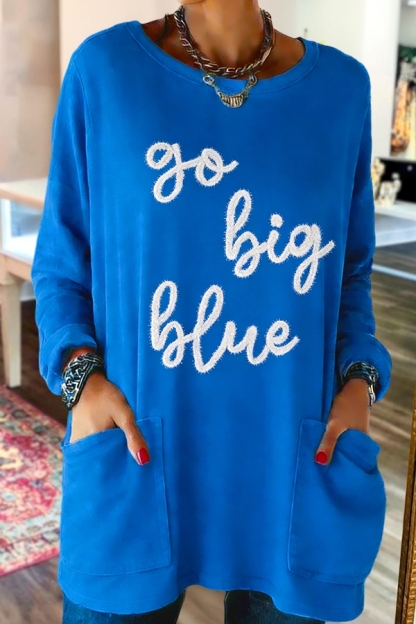 Game Day Blue Cotton Pocket T-Shirt