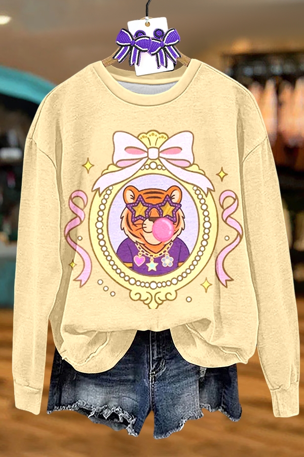 Cute Purple And Gold Tiger Sweatshirt