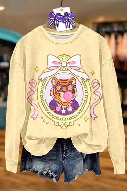 Cute Purple And Gold Tiger Sweatshirt