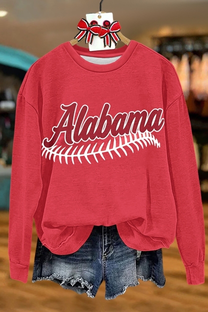 Baseball Red Alabama Sweatshirt