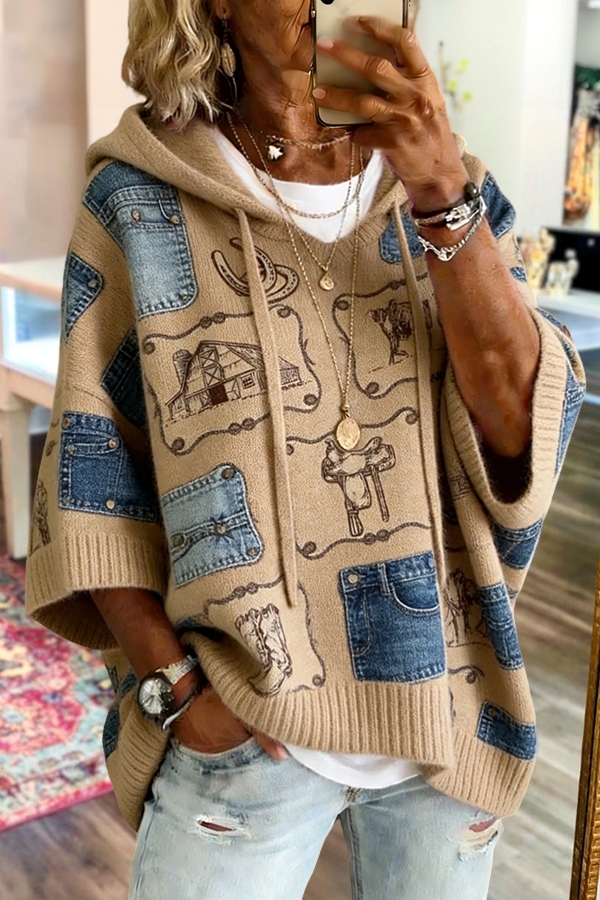 Western Saddle Hooded Sweater