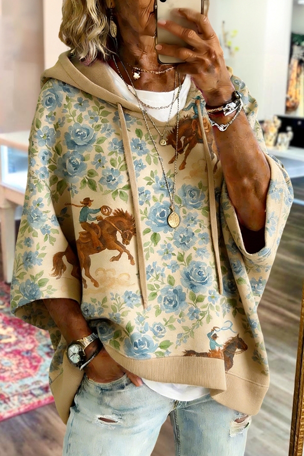 Western Cowgirl Floral Hoodie