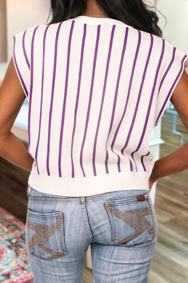 Baseball Themed Purple And Gold Tiger Knitted Vest