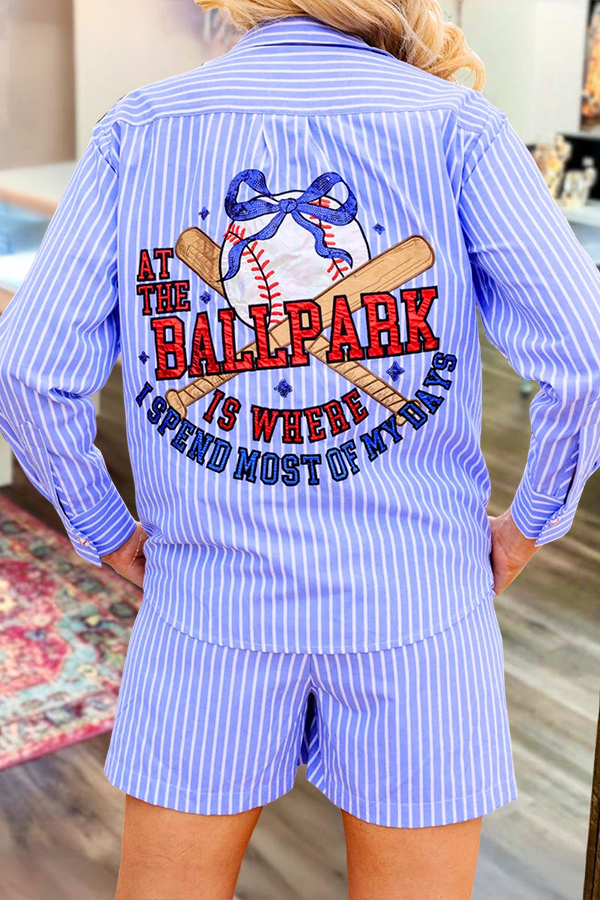 Ball Park Stripes Button Down Shirt