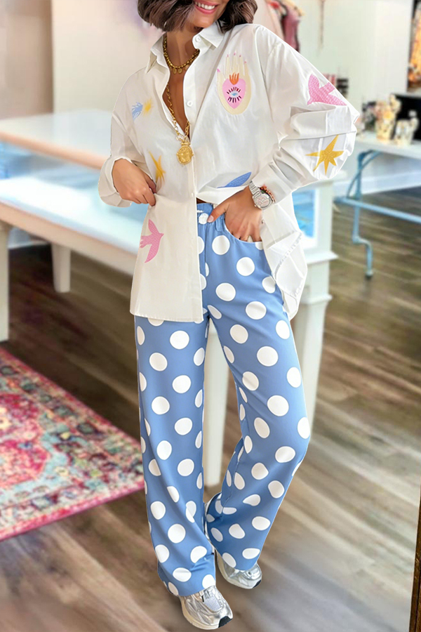 Retro Holiday Polka Dot Wide Leg Pants