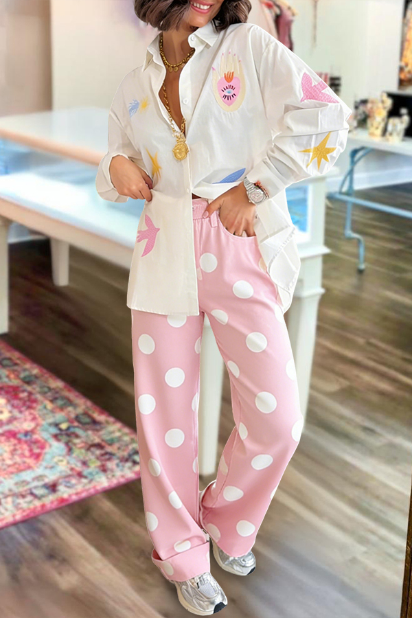 Retro Holiday Polka Dot Wide Leg Pants