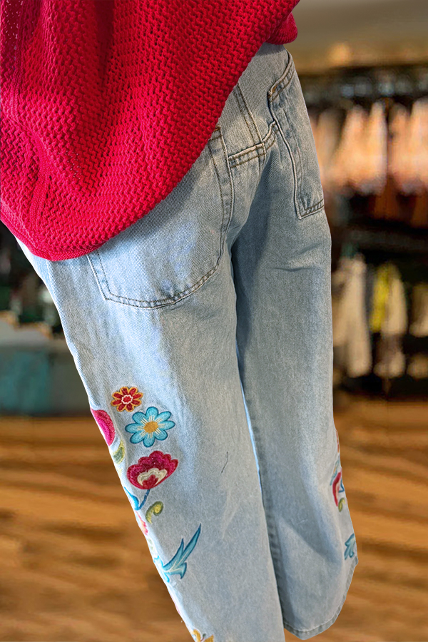 Spring Floral High Waisted Wide Leg Pants