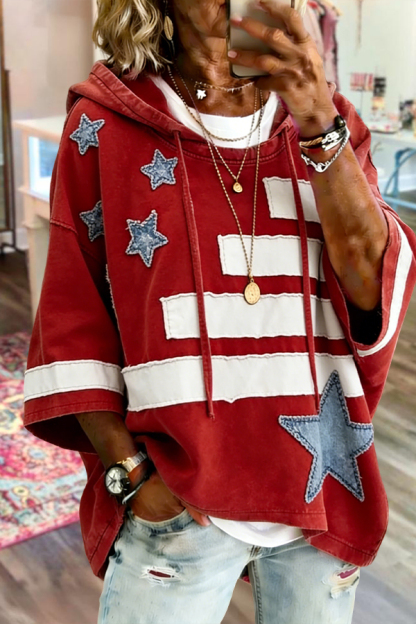 American Flag Striped Star Hoodie