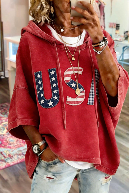 USA Flag Hooded Top