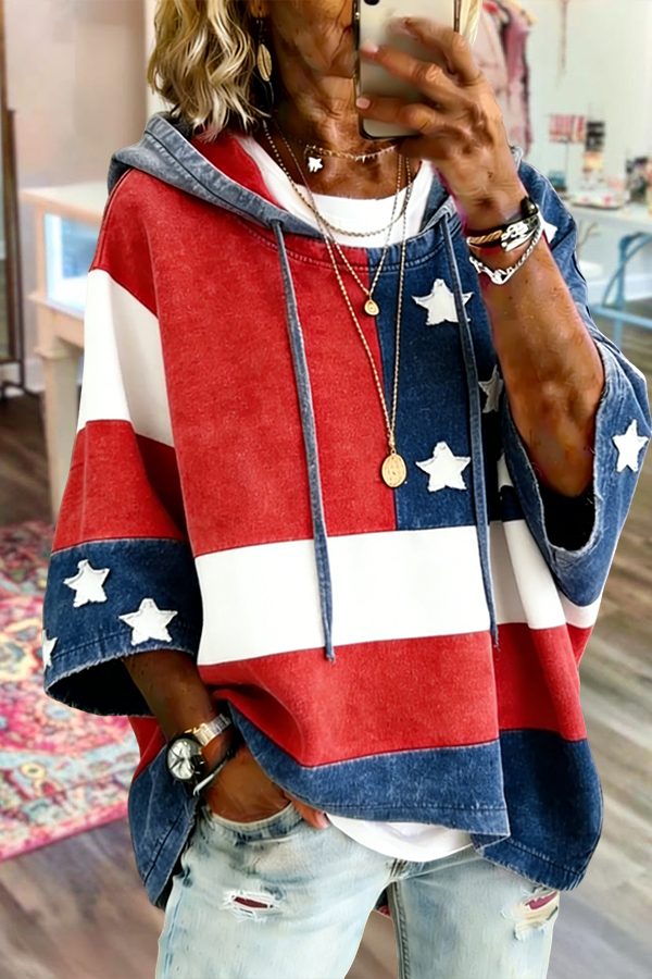 Red White Blue American Flag Hoodie