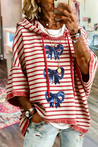 Striped Bow American Flag Hoodie