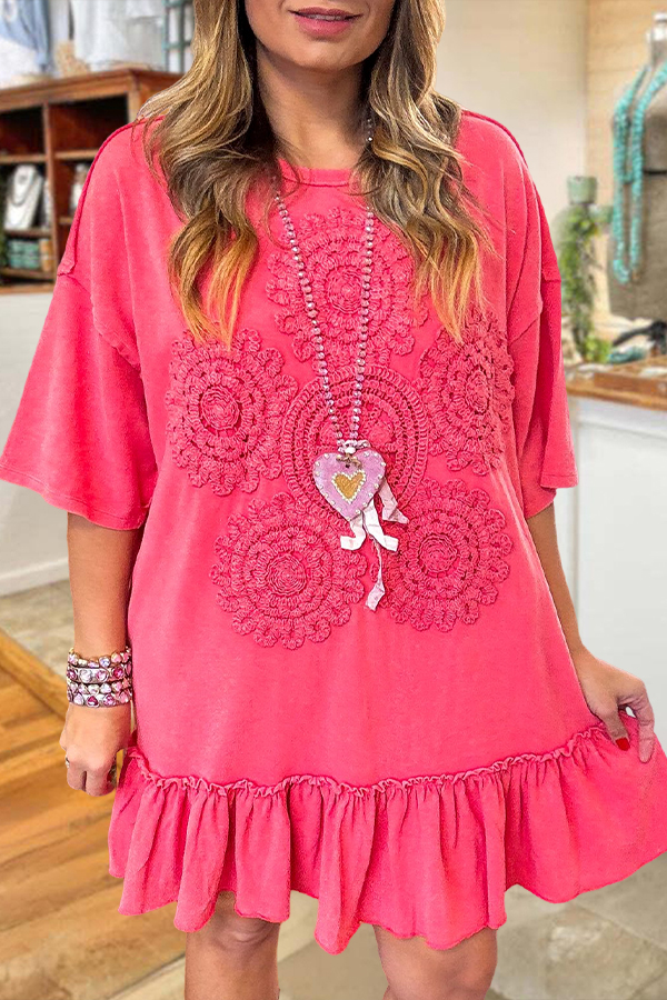 Sweet Ruffled T-Shirt Mini Dress