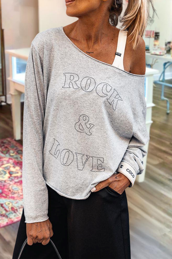 One Shoulder Rock And Love Sweatshirt