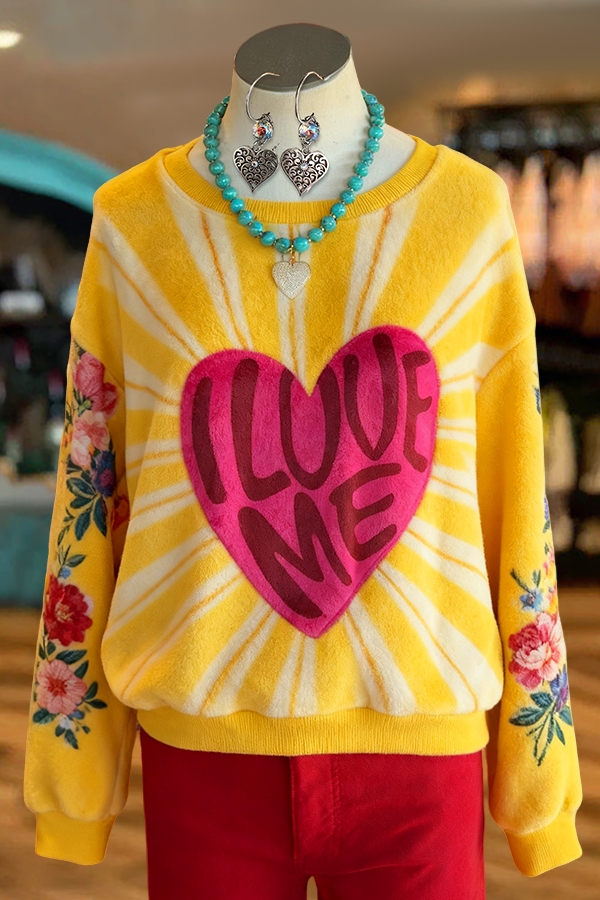 Sweet Heart Striped Print Knit Sweater