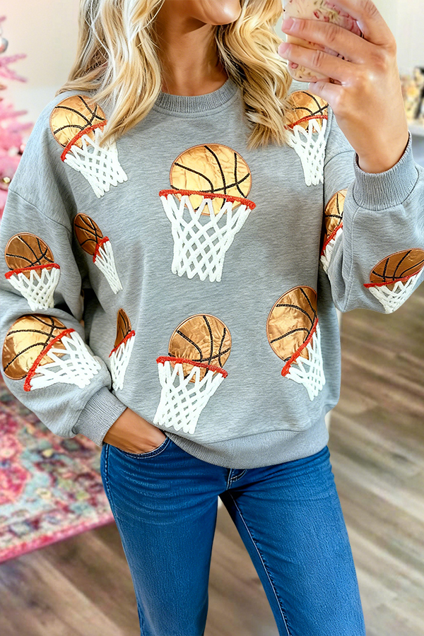 Casual Basketball Crew Neck Sweatshirt