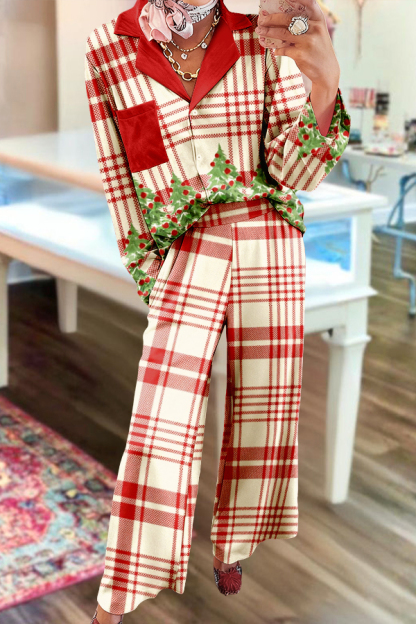 Classic Christmas Tree Plaid Pajama Set