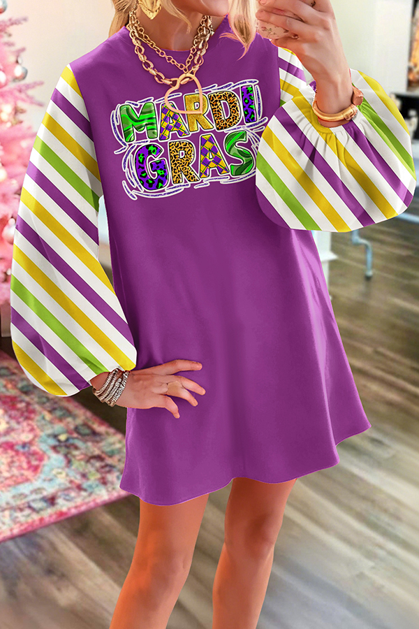 Classic Carnival Striped Sweatshirt Dress