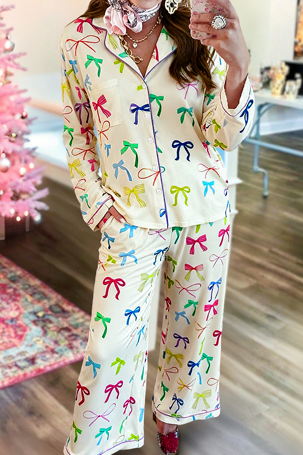 Sweet Colorful Bow Pajama Set