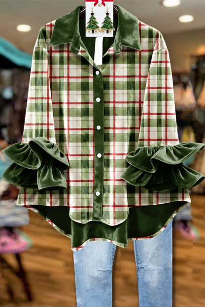 Classic Christmas Plaid Velvet Top