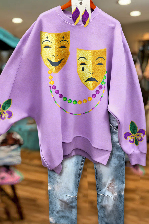 Mardi Gras Mask Batwing Sleeve Sweatshirt