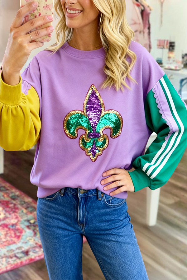 Mardi Gras Sparkling Fleur-De-Lis Sweatshirt