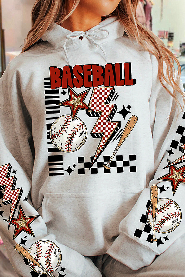 Casual Sparkling Baseball Game Day Hoodie