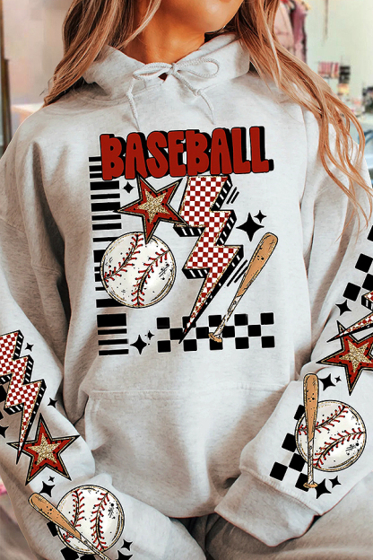 Casual Sparkling Baseball Game Day Hoodie