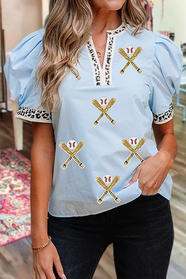 Game Day Baseball Puff Sleeve Shirt