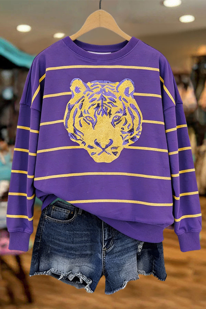 Gold Tiger Stripe Baseball Sweatshirt