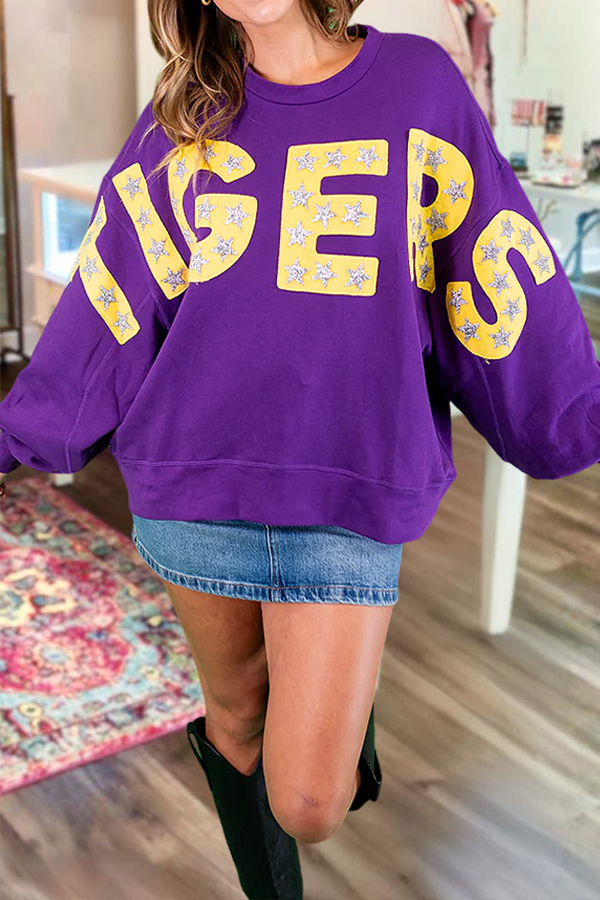 Baseball Gold Tiger  Lantern Sleeves Sweatshirt