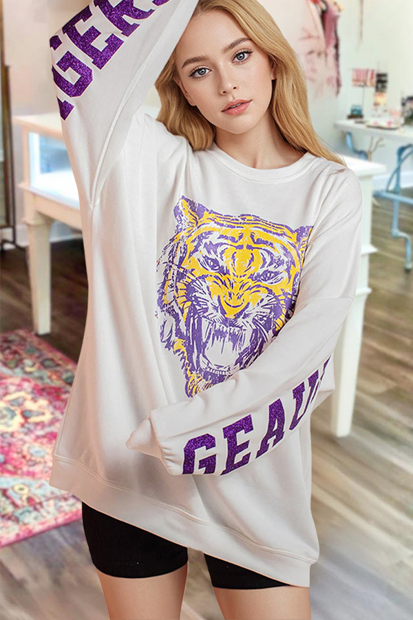 Cozy Gold Tiger Baseball Sweatshirt