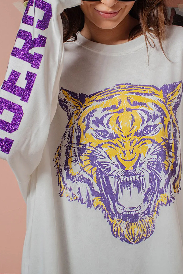 Cozy Gold Tiger Baseball Sweatshirt