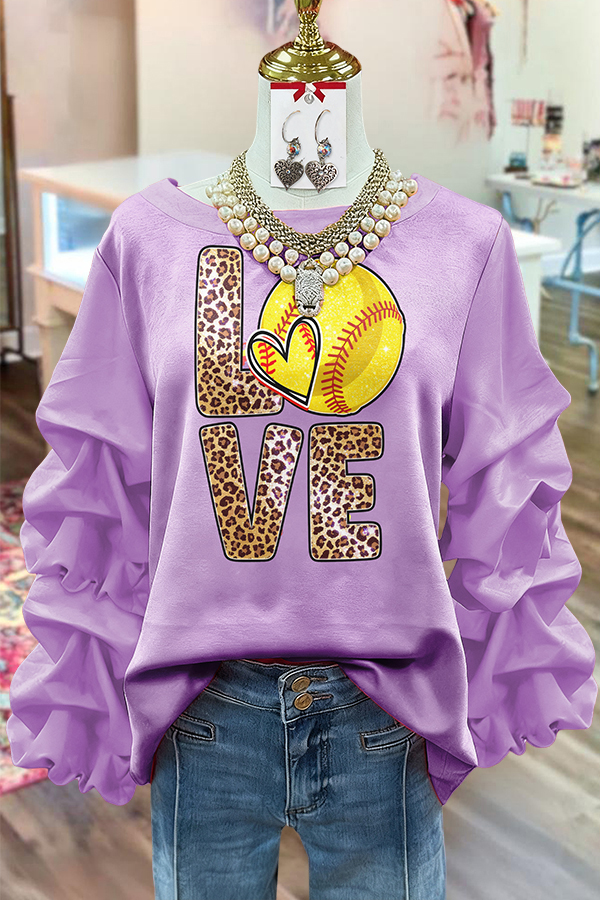 Game Day Baseball Ruffled Sleeve Pullover