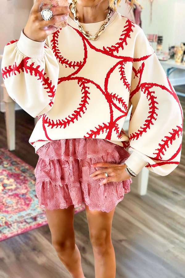 Game Day Baseball Lantern Sleeve Pullover
