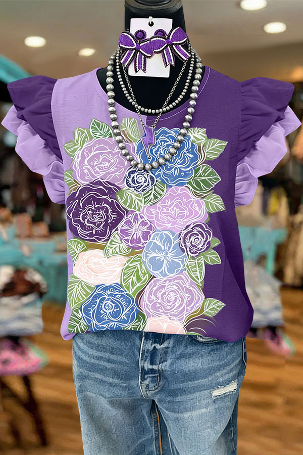Romantic Garden Double-Layer Ruffle Sleeve Top