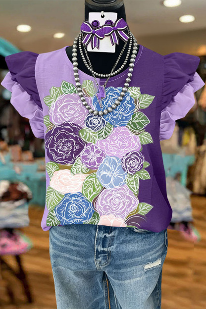Romantic Garden Double-Layer Ruffle Sleeve Top